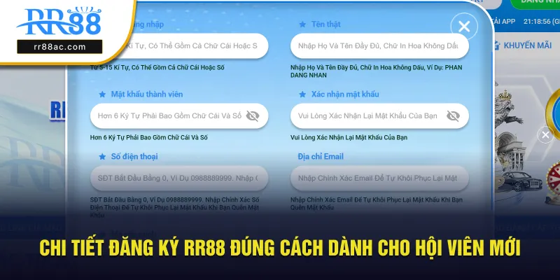 Chi tiết đăng ký RR88 dành cho hội viên mới